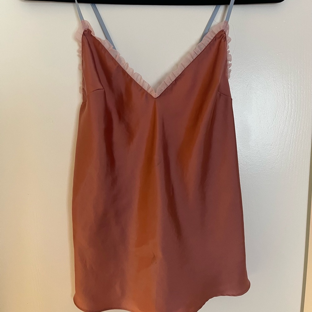 Victoria's Secret Blush Satin Top with Ruffle Detail